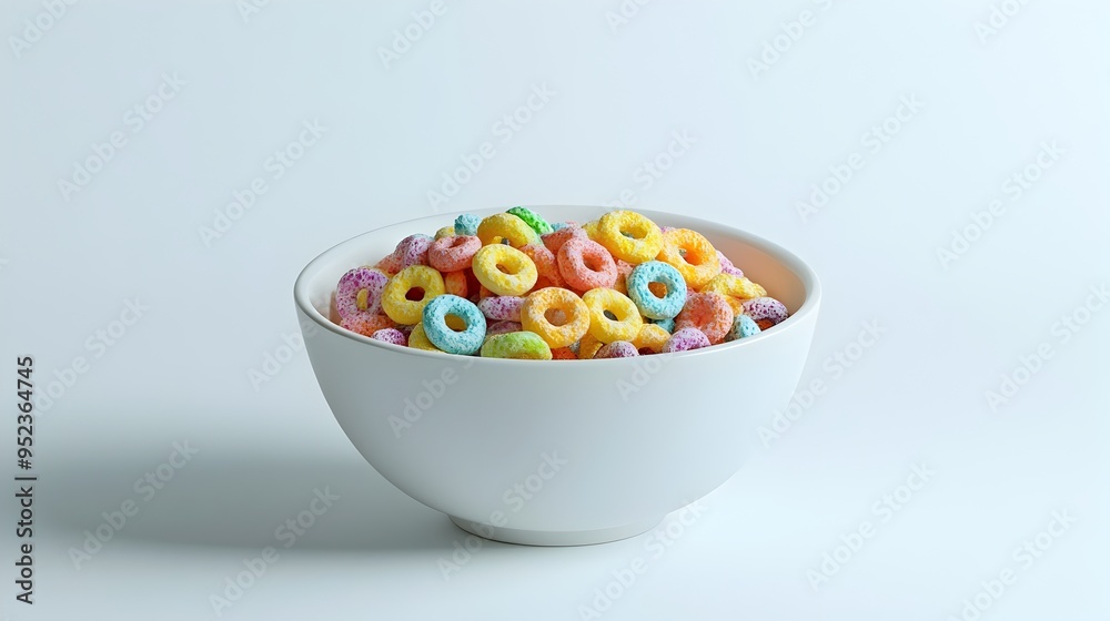 Vibrant Breakfast Cereal Bowl on Minimalist White Background Vibrant Breakfast Cereal Bowl on Minimalist White Background