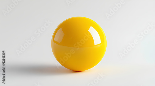 floated round yellow ball isolate on white background 