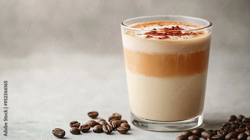 Coffee menu Latte and coffee beans on white background with isolated style : Generative AI Coffee menu Latte and coffee beans on white background with isolated style : Generative AI