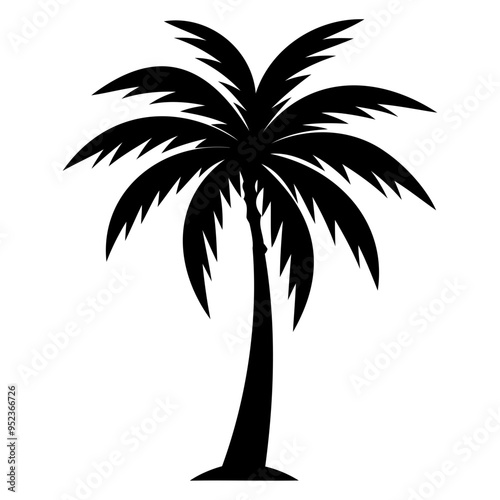 Black palm tree silhouette vector illustration art black white stock illustration