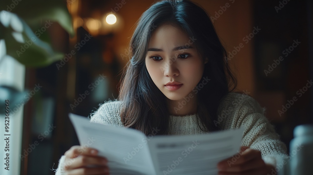 A young Asian real estate agent is reviewing documents and calculating interest rates to inform tenants of monthly installments before entering into contracts to buy or sell real estat : Generative AI A young Asian real estate agent is reviewing documents and calculating interest rates to inform tenants of monthly installments before entering into contracts to buy or sell real estat : Generative AI