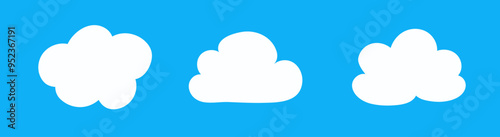 Collection with hand drawn cloud icons. Cartoon style elements. Vector illustration