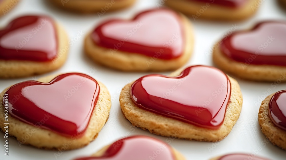 heart shaped cookies with glazing isolated on white background : Generative AI heart shaped cookies with glazing isolated on white background : Generative AI