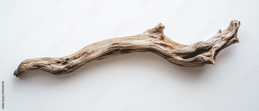 Fototapeta premium A long, thin, dry branch with a few holes in it