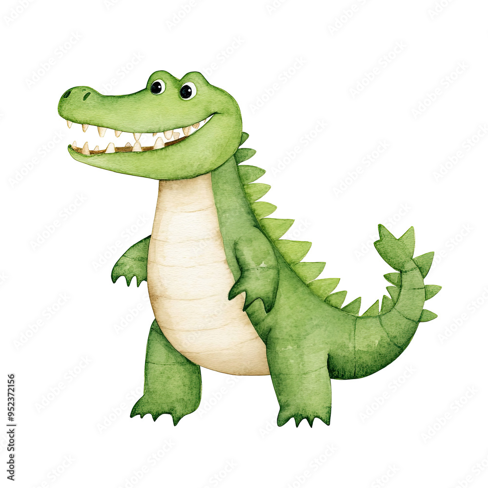 Obraz premium crocodile watercolor clipart, perfect for nursery, isolated on white background