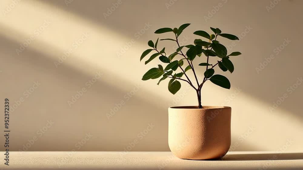 Minimalist houseplant decor in soft natural light enhancing a peaceful indoor environment Minimalist houseplant decor in soft natural light enhancing a peaceful indoor environment