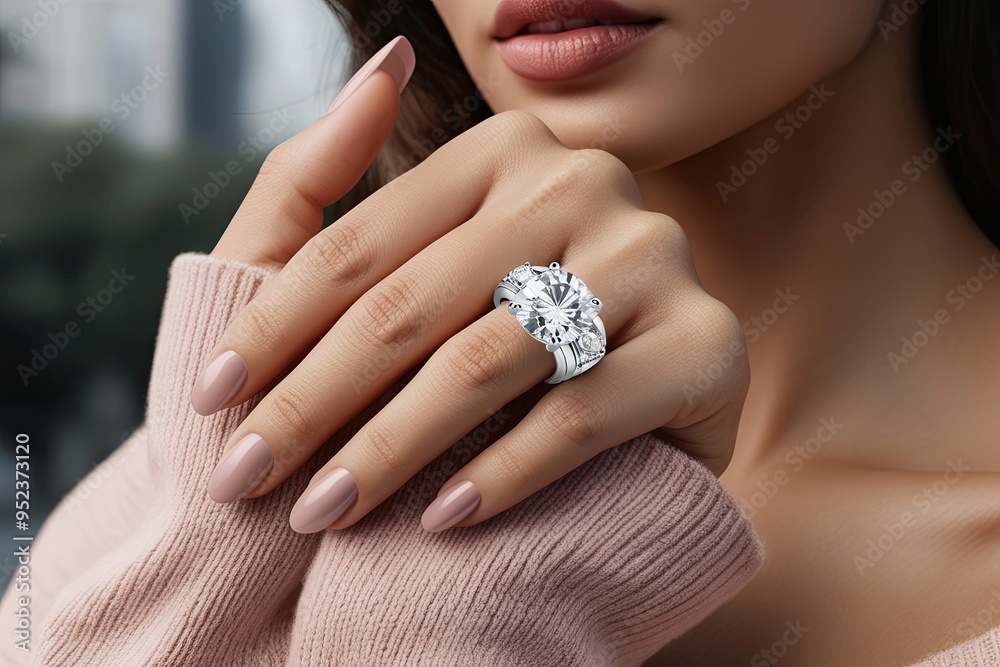 Stylish Ring Mockup Displayed on Woman's Hand for Fashion Marketing Stylish Ring Mockup Displayed on Woman's Hand for Fashion Marketing