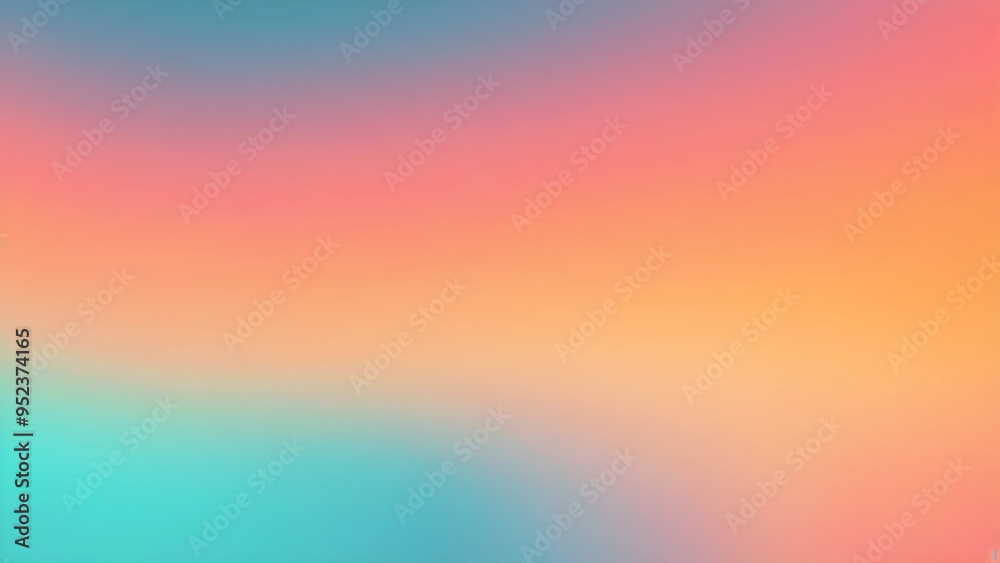 Fototapeta premium gradient background turquoise to tangerine pink color blur watercolor abstract banner