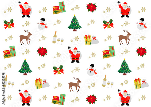 クリスマスのパターンのイラスト_白
