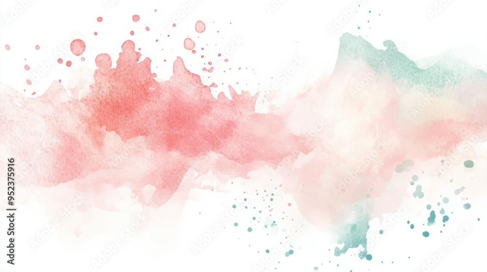 Obraz premium Abstract watercolor background with pink and green hues.