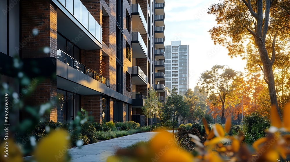 Obraz premium Residential and commercial Apartment building in inner Melbourne suburb VIC Sydney NSW Australia : Generative AI