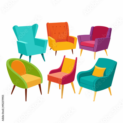 set of chairs  vector, chair vector silhouette, isolated on white