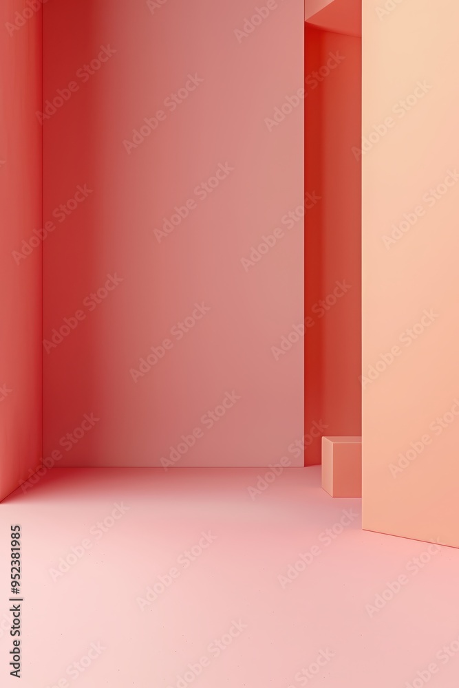 Pink room with a cube Pink room with a cube