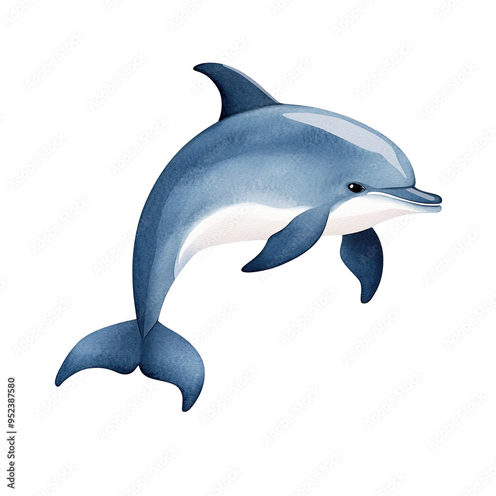 Fototapeta premium dolphin watercolor clipart, perfect for nursery, isolated on white background