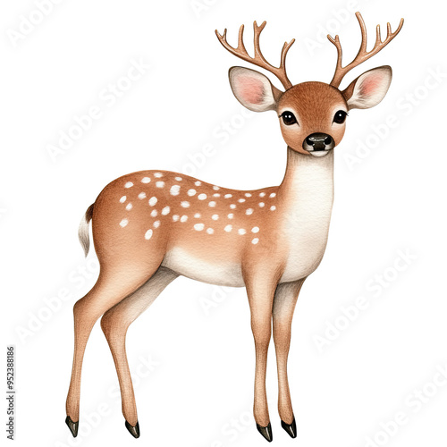 Wallpaper Mural deer watercolor clipart, perfect for nursery, isolated on white background Torontodigital.ca
