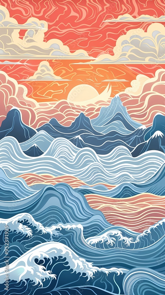 clouds and mountains illustration poster background clouds and mountains illustration poster background
