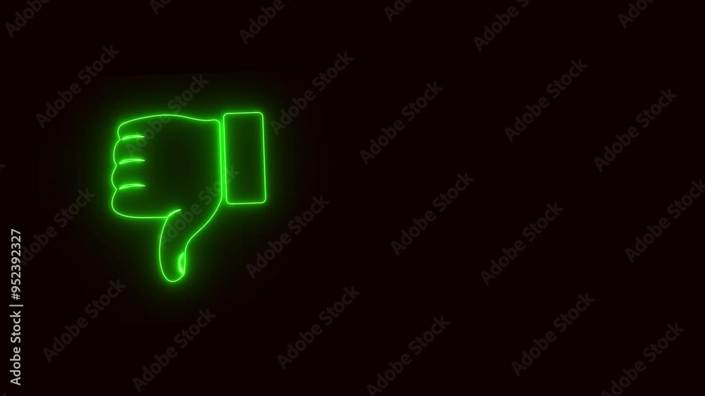 Glowing neon line Dislike icon isolated on black background. 4K Video motion graphic animation Neon Outline Green Color Dislike Icon Animation Black Background. Glowing neon line Dislike icon isolated on black background. 4K Video motion graphic animation Neon Outline Green Color Dislike Icon Animation Black Background.