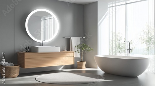 A modern bathroom interior.