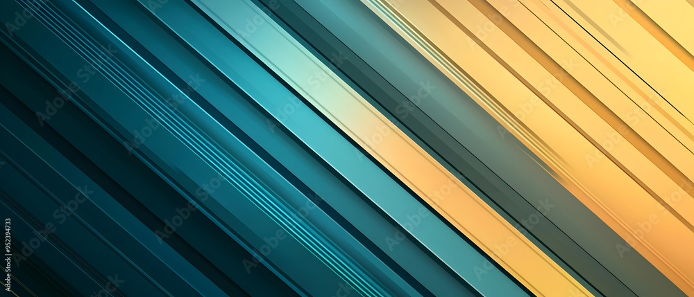 Obraz premium A flat illustration of a vibrant abstract background, diagonal stripes with a gradient transition from navy blue to deep green, thin stripes, sharp color separation, minimal blending