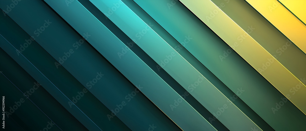 Obraz premium A flat illustration of a vibrant abstract background, diagonal stripes with a gradient transition from navy blue to deep green, thin stripes, sharp color separation, minimal blending