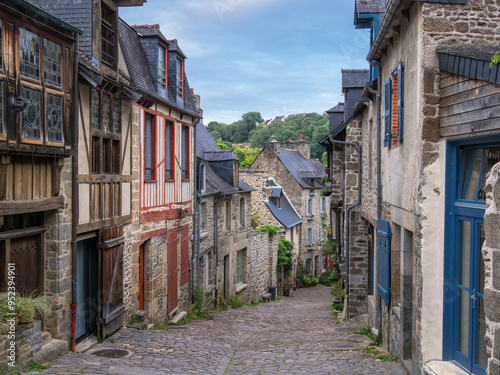 Rue du Jerzual street in Dinan is a charming and picturesque street known for its medieval architecture and vibrant artistic atmosphere.