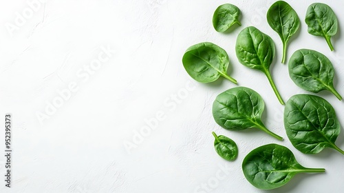 Wallpaper Mural Green fresh spinach leaves isolated on white background : Generative AI Torontodigital.ca