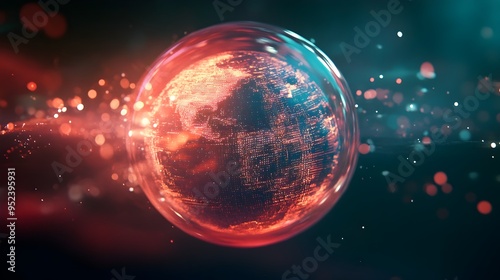 Glowing AI Powered Holographic Globe Symbolizing Global Forecasting and Analysis