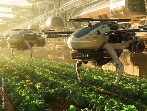 Hyper Efficient Autonomous Farm with Advanced Drones and Self Driving Harvesters photo