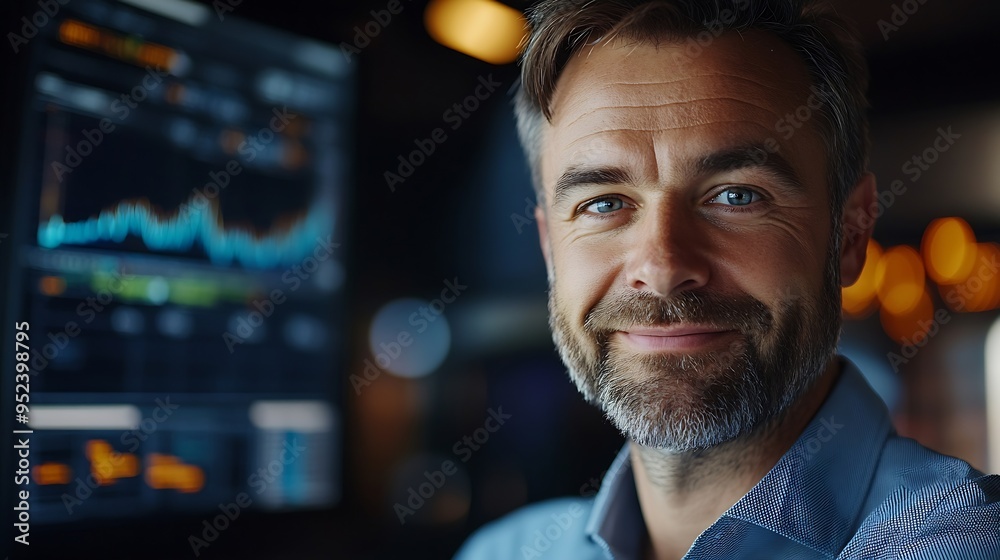 Smiling mature business man crypto broker financial investor trader or expert adviser at work portrait Digital trade finance exchange market asset management stock funds investment ana : Generative AI Smiling mature business man crypto broker financial investor trader or expert adviser at work portrait Digital trade finance exchange market asset management stock funds investment ana : Generative AI