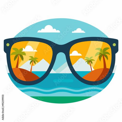 Summer vector, background with summer sunglasses