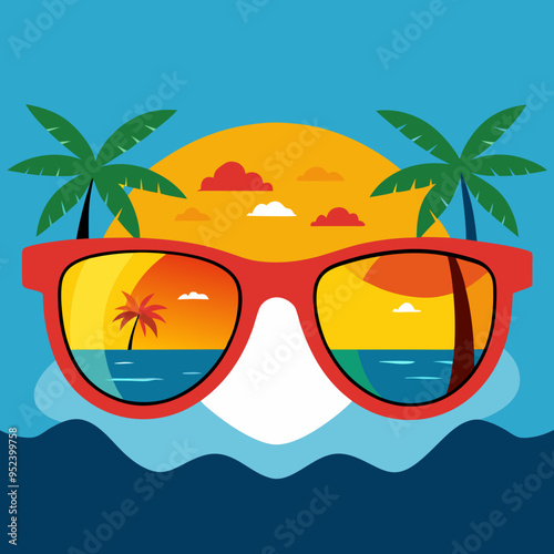 Summer background with summer sunglasses