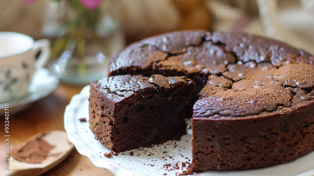 Chocolate cake cut,