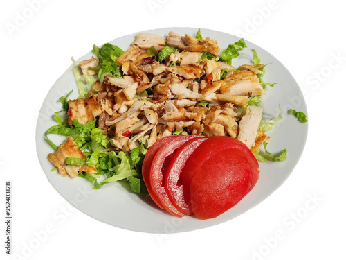 chicken doner on plate isolated