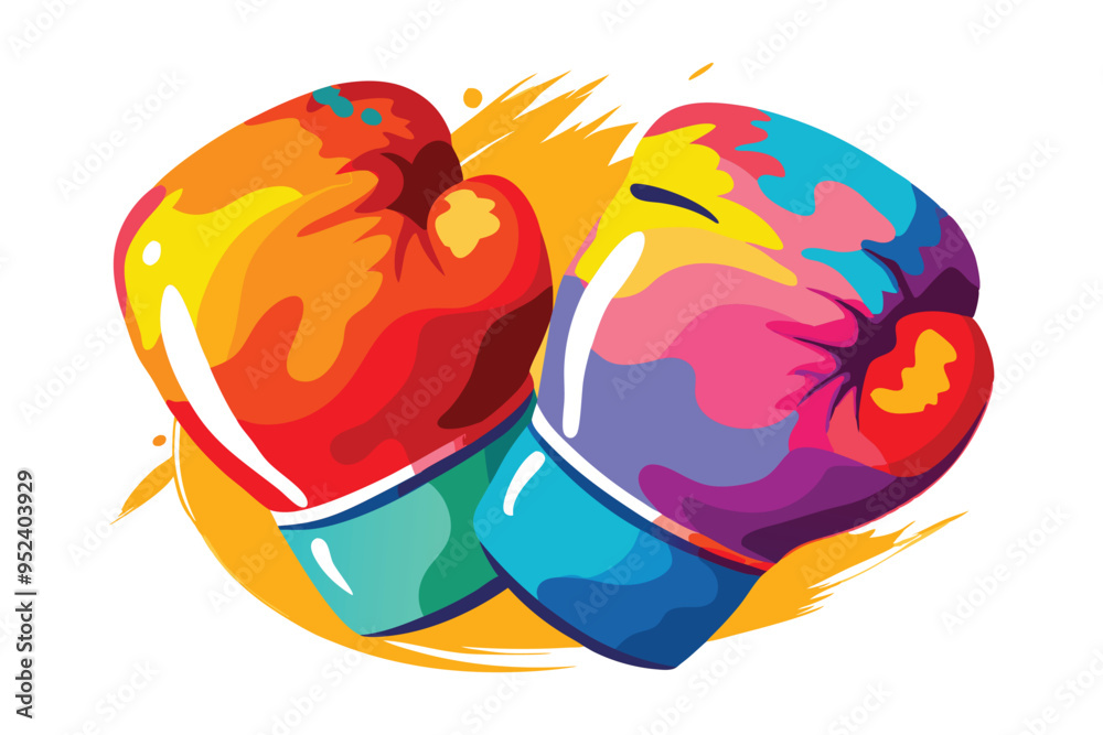 Fototapeta premium Watercolor boxing gloves vector illustration