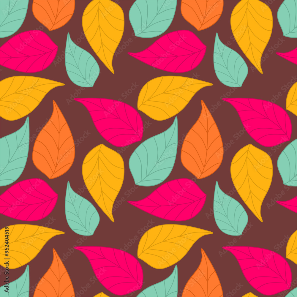 Obraz premium Seamless print pattern wallpaper background with leaves vector illustration botanic nature texture for paper, textile etc
