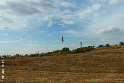 A field with power lines