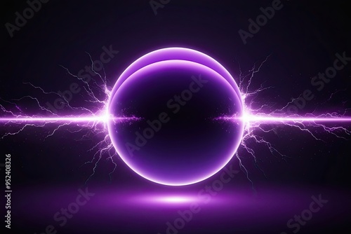 Vibrant Purple Abstract Ellipsoid Orb Radiating Energy Particles on Dark Background photo