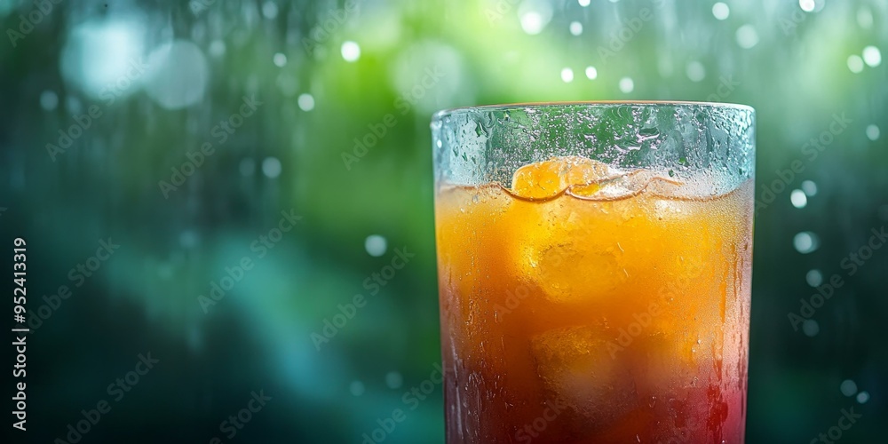 A glass of iced tea with ice cubes. A glass of iced tea with ice cubes.