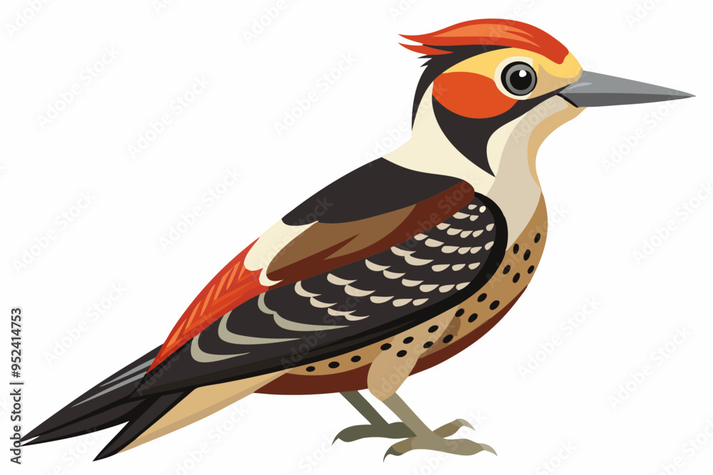 Fototapeta premium Fulvous breasted woodpecker vector illustration 