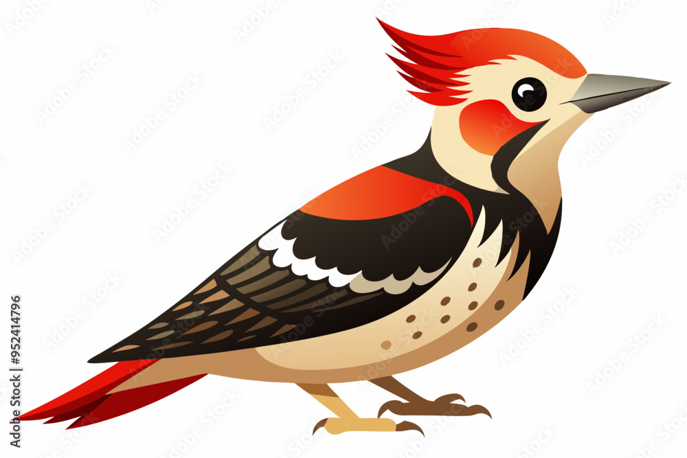 Fototapeta premium Fulvous breasted woodpecker vector illustration 