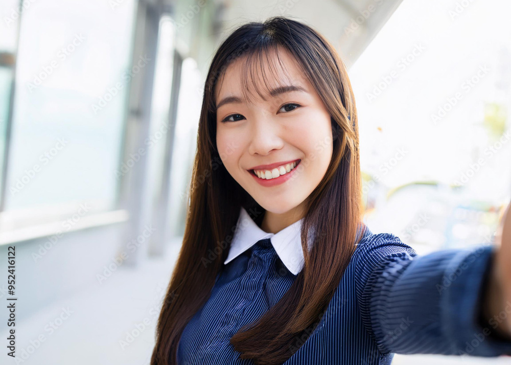 振り向く女子高生 振り向く女子高生