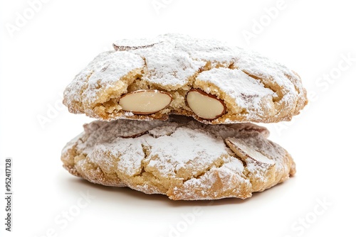 Chewy Italian Ricciarelli Almond Cookies with Powdere photo