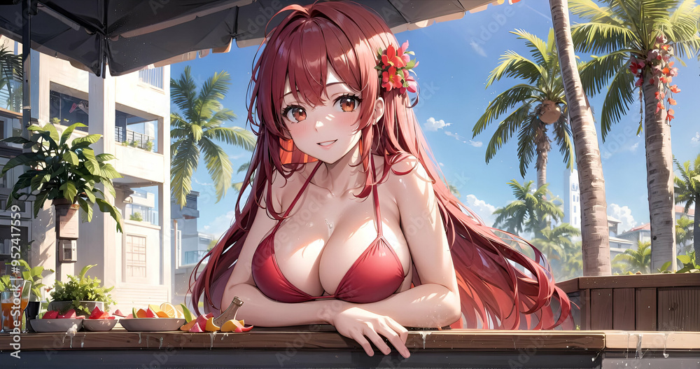 Obraz premium Pretty Cute Sexy Anime Girl Wallpaper, hot and cute anime girl , hot and sexy anime women . anime girl character design illustration ,Anime Girl Ai ,Generative AI