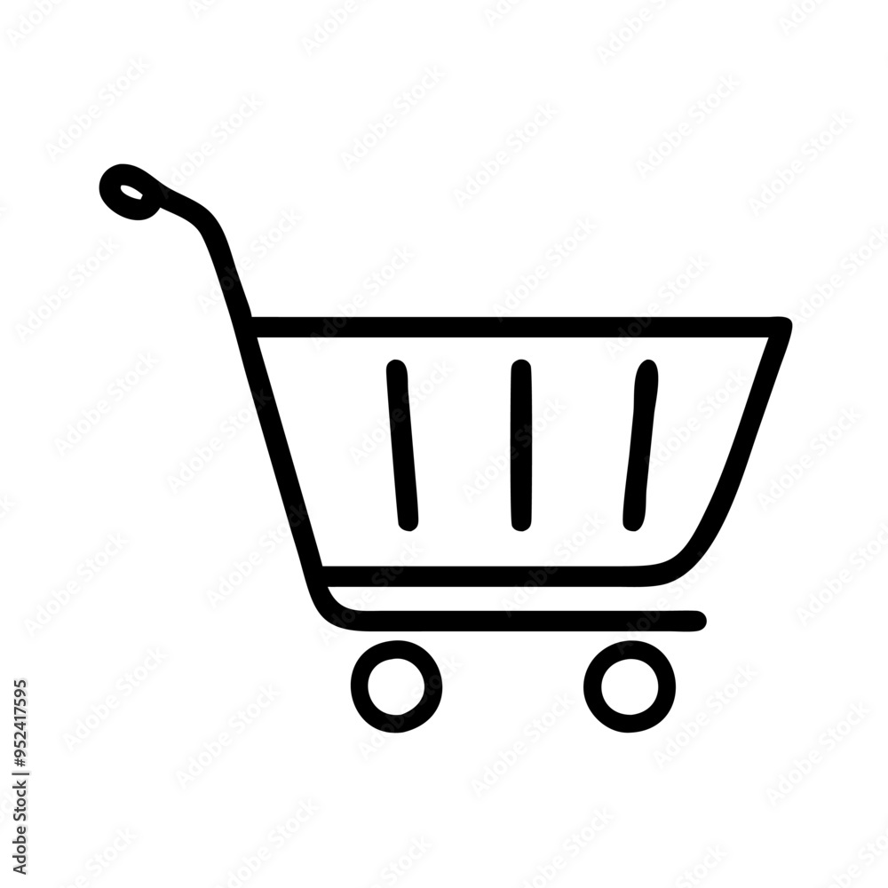 Shopping cart outline icon hand draw isolated on white Shopping cart outline icon hand draw isolated on white