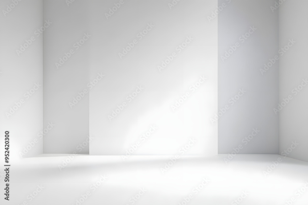Blank white gradient background with product display. White backdrop or empty studio with room floor. 3D rendering. Blank white gradient background with product display. White backdrop or empty studio with room floor. 3D rendering.