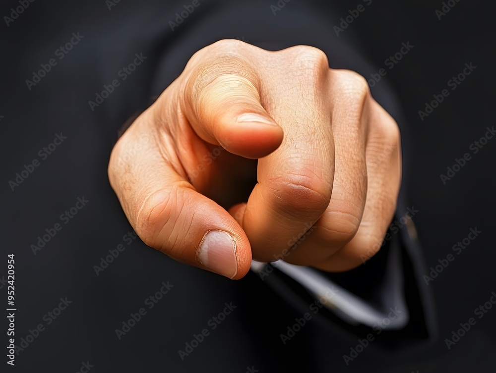 Close-up of businessman's hand pointing and pressing finger Close-up of businessman's hand pointing and pressing finger