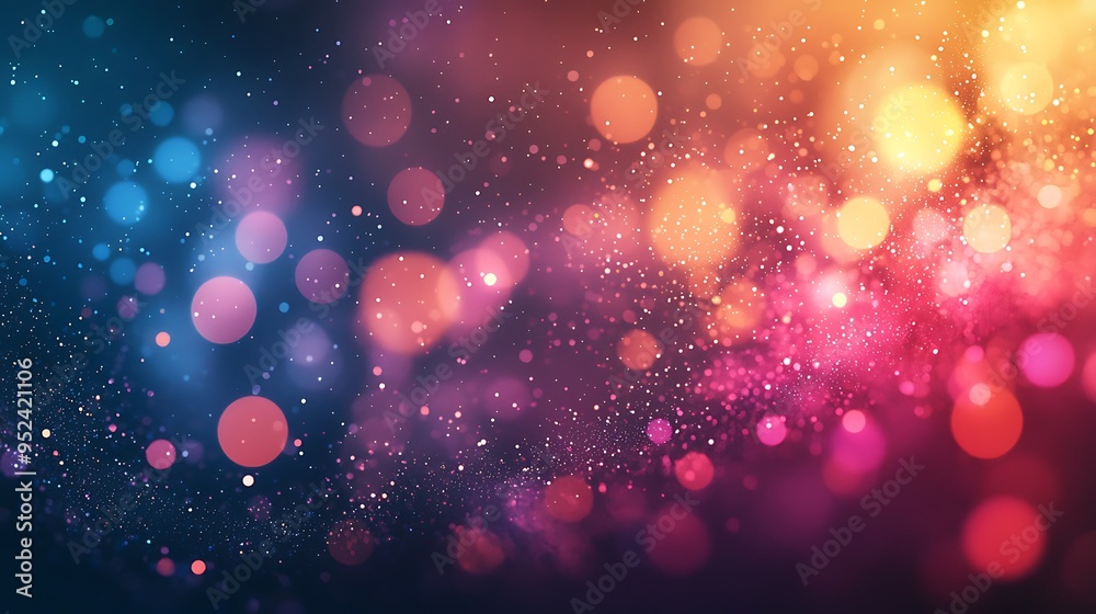 Pink, blue, and yellow bokeh lights merge in a softly blurred, abstract display of color. Pink, blue, and yellow bokeh lights merge in a softly blurred, abstract display of color.