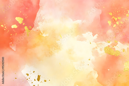 Elegant Multicolor Watercolor Background with Gold Accents and Soft Abstract Design