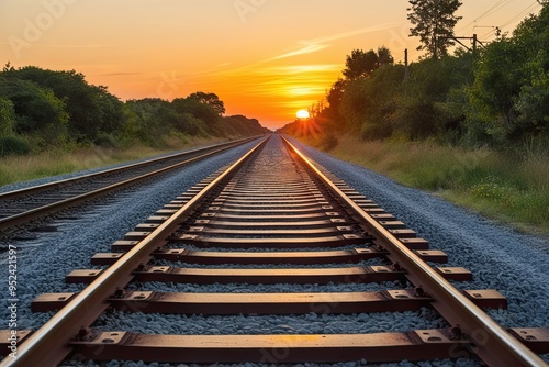 Breathtaking Sunset Railway Journey for Travel and Adventure