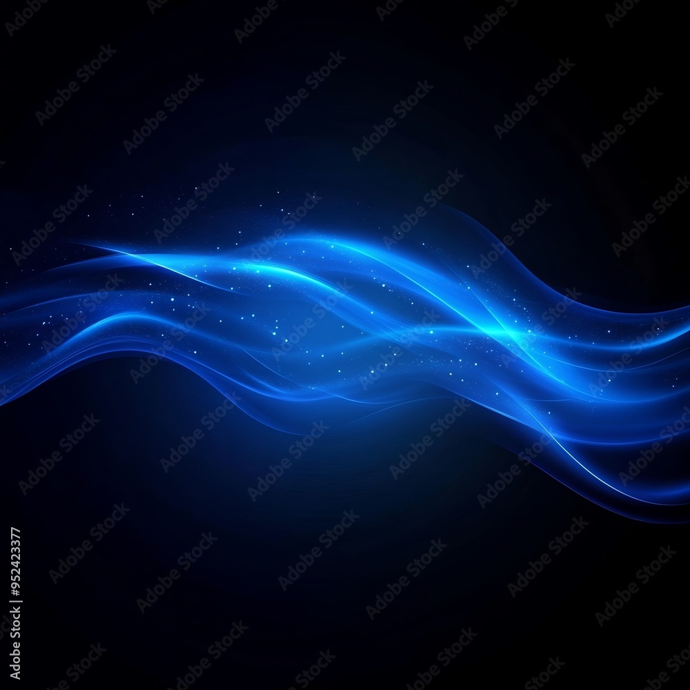 Abstract Blue Wave with Glowing Particles Abstract Blue Wave with Glowing Particles